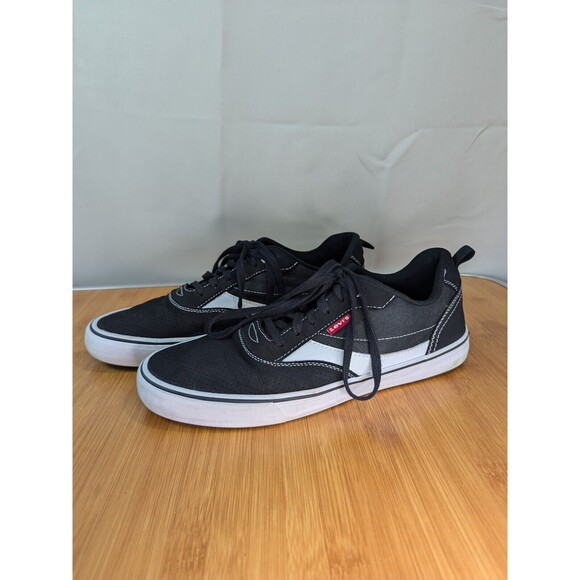 Men's Levi's Lance Black Charcoal Faux-Leather Low Top Skate Sneakers 11 [V02] - Picture 1 of 12